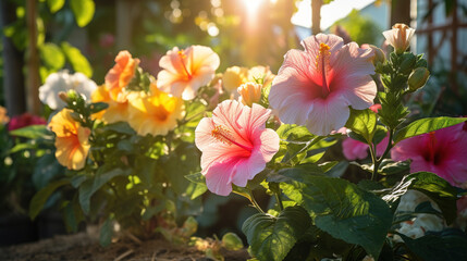 Stunning Colorful Hibiscus Flowers in Garden