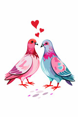 Happy Valentine's day watercolor vector illustration. Watercolor Love Birds Illustration – Romantic Vector Art for Valentine’s Day and Beyond.