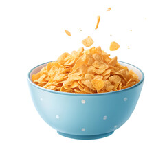 Corn flakes in a blue bowl isolated on white