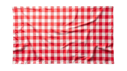 A Red and White Checkered Tablecloth with a Classic Picnic Design.