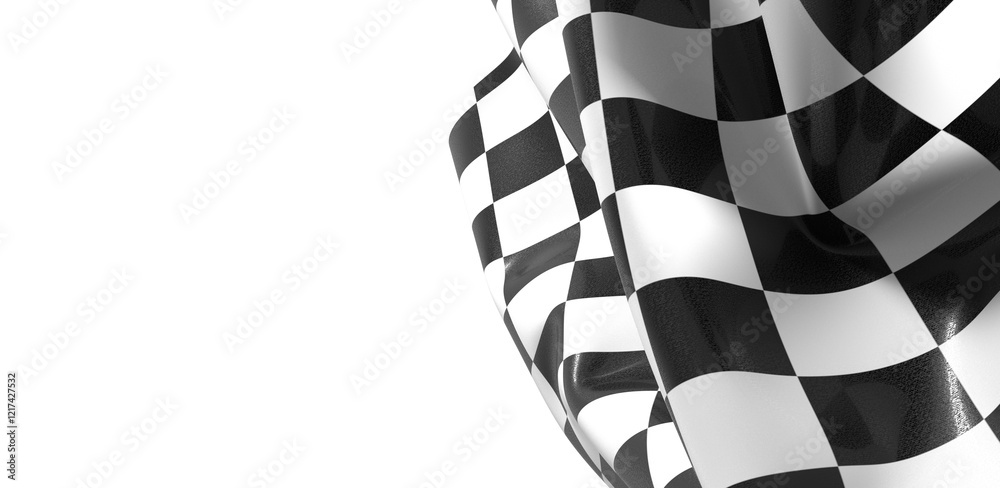 Aufkleber the checkered flag waves signaling the finish line