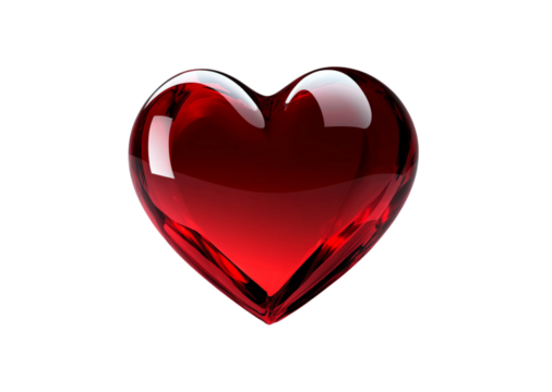 A simple, flat vector illustration of a red heart on a transparent background PNG. - Powered by Adobe