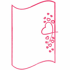  Image розовая рамка showcases a hand-drawn romantic card template with a wavy border and delicate heart decorations concentrated in the upper left corner, featuring an elegant pink sketch style. Idea