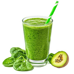 natural organic smoothie green spinach on transparent background