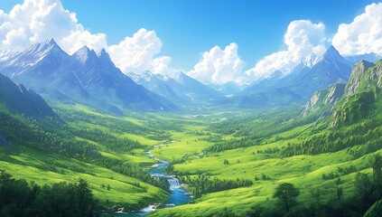 Naklejka premium a river running through a valley