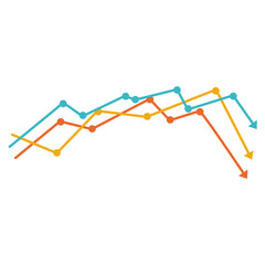 Data analysis graph. Multicolored line chart.