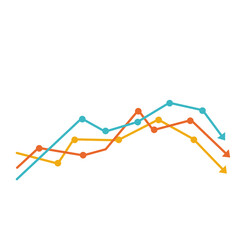 Data analysis graph. Multicolored line chart.