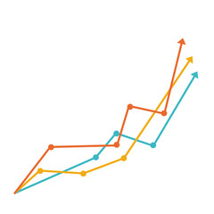 Data analysis graph. Multicolored line chart.