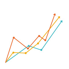 Data analysis graph. Multicolored line chart.