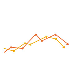 Data analysis graph. Multicolored line chart.