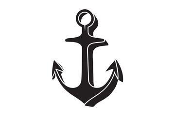 Black and White Anchor Icon Vector Illustration