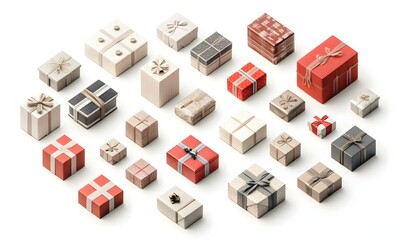 Festive gifts studio shot, holiday background, e-commerce