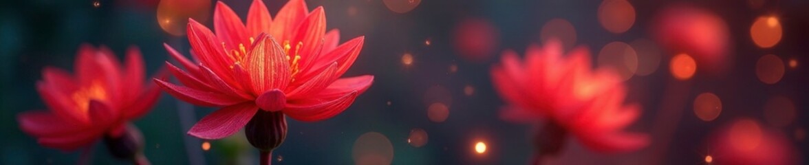 Fototapeta premium Firecracker-like flowers with delicate petals, intricate details, nature, unique blooms