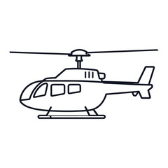 helicopter outline, line art icon vector illustration