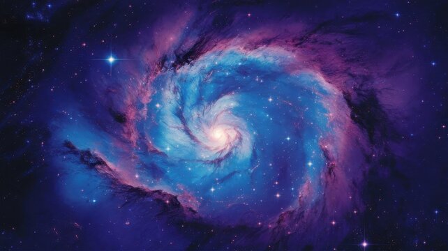A stunning spiral galaxy filled with vibrant shades of blue and purple, showcasing the wonders of the cosmos and its mesmerizing star formations.