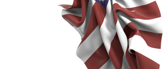 Waving American Flag Isolated on White Background