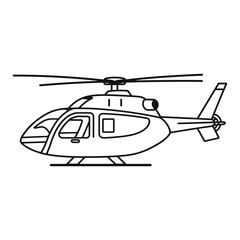 helicopter outline, line art icon vector illustration