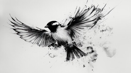 Obraz premium A Bird in Flight: An Abstract Monochromatic Artwork