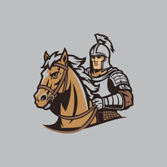 A mascot of a warrior riding a horse vector art