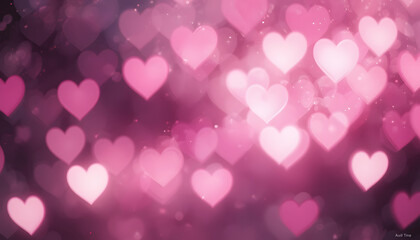 Pink heart bokeh background for Valentine's Day.
