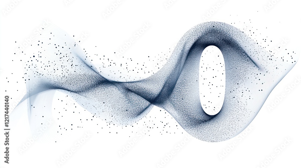 Wall mural abstract number zero formed by flowing particles.