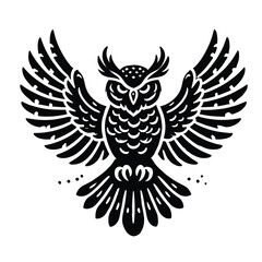 Obraz premium Owl Silhouette with Wings Spread