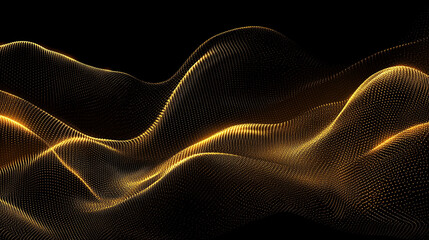 Radiant Golden Patterns Glowing with Intricate Light on a Black Background, Abstract design featuring elegant gold waves ideal for a modern business website concept