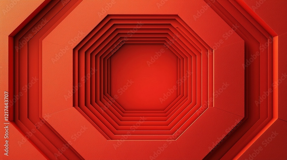 Canvas Prints abstract geometric design featuring layered red shapes with octagonal patterns creating depth and vi