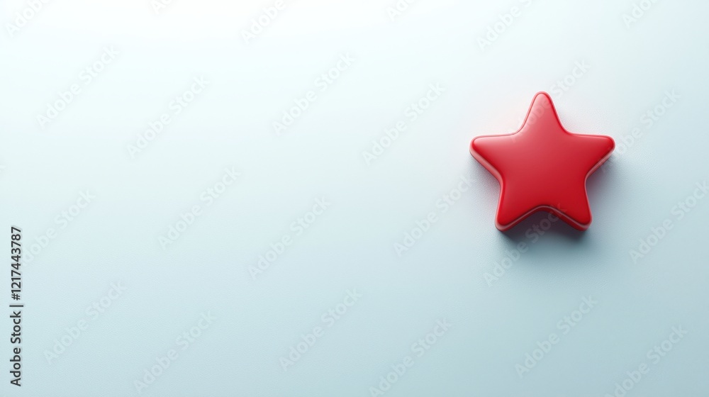 Wall mural bright red star shape on a soft pastel background with subtle lighting and minimalistic style for mo