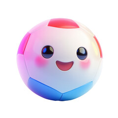 Naklejka premium 3d icon kawaii smiling soccer ball character with a transparent background, perfect for sports related projects on cutout transparent png background