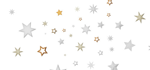 Abstract background with multiple gold and silver stars on a black background.