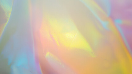 Colorful abstract background with water droplets on a gradient surface, reflecting light with a bokeh effect.