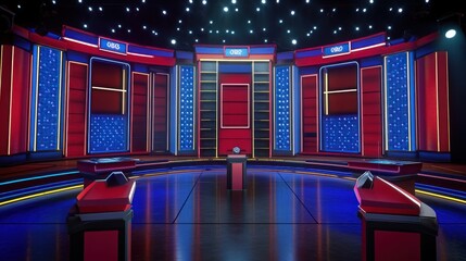 The Spectacular 'Jeopardy!' Game Show Set Design: A 3D Render of the Iconic Stage