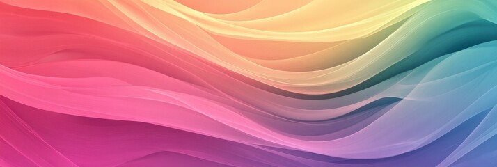 Obraz premium An abstract background featuring bold, colorful lines flowing in a wave-like pattern with gradients of pink, yellow, and blue