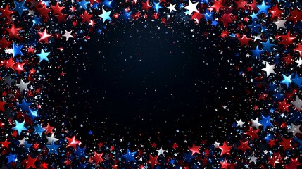 Festive stars border; patriotic design; dark background; celebratory; ideal for cards