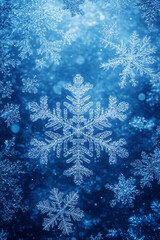 A blue Christmas background with snowflakes and winter decorations for a festive holiday vibe