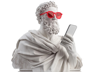Isolated Bust Statue with Red Sunglasses