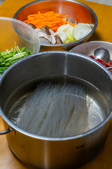 Japchae ingredients of glass noodles and others