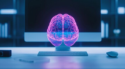 futuristic digital brain concept for technology and innovation in ai