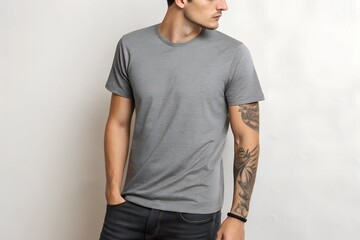 Casual Portrait of Man in Gray T-Shirt