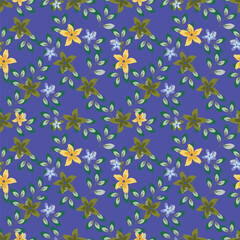 Hand drawn flowers seamless pattern
