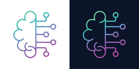 Artificial Intelligence AI Chip in Human Head. Artificial Intelligence icon with Machine learning, digital skills, generative AI, AI technology, algorithm, virtual intelligence and future