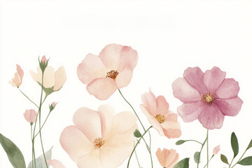 Delicate watercolor flowers in pastel shades capturing the beauty of nature's blooms