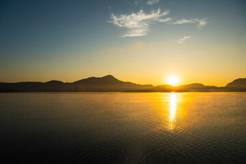 sunset over the lake