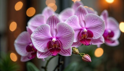 Obraz premium Close-up of orchids with festive accents creating an elegant atmosphere