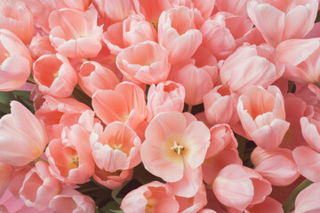Obraz premium Beautiful collection of pink tulips in full bloom arranged for a spring celebration