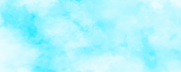 Abstract blue sky with cloud closeup background. Light blue bubbly cloud patterns and textures watercolor design. Grunge light pastel colors ink glow aquarelle smudge texture