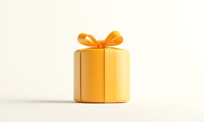 Yellow gift box, bow, white background, studio shot,  promo