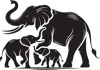Obraz premium elephant silhouette drawing style photo black and white background. 