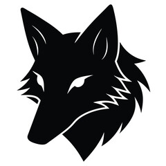 Coyote Head Silhouette Vector Art and Black Coyote Head Design Illustration